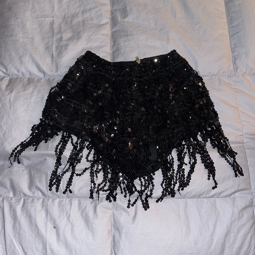 Black sequin shorts